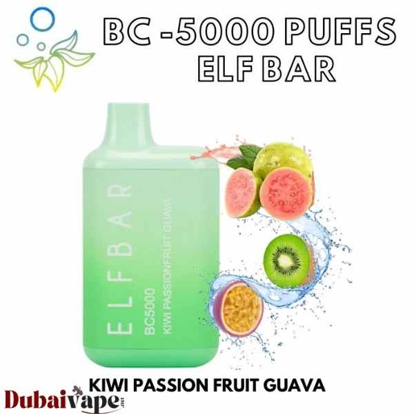 Elf Bar 5000 Puff Disposable Bc5000 Kiwi Passion Fruit Guava